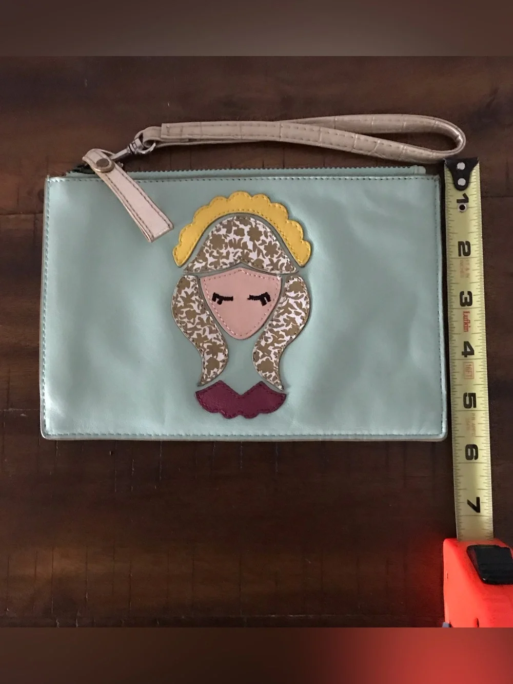 Anthropologie, Miss Albright Collection - Mint Virgo Appliqué Wristlet/Clutch